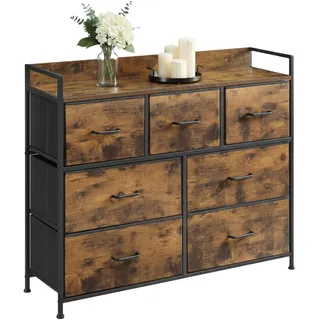 Relaxdays Kommode mit 7 Stoffschubladen 98 x 85 x 28,5 cm Schwarz/Braun