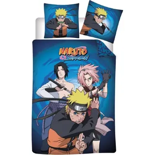 Naruto Bettwäsche-Set 140x200 cm – Microfaser Bettbezug & Kissenbezug - Blau