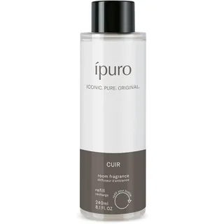 ipuro Classic Refill CUIR Raumduft 240ml - Nachfüller mit Leder & holzigen Duftnoten - Aroma Diffuser Nachfüllung - Nachfüllflasche für Diffuser mit Stäbchen, Raumerfrischer, Lufterfrischer