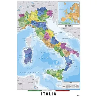Grupo Erik Editores Karte Italien physische POLITICO – Poster