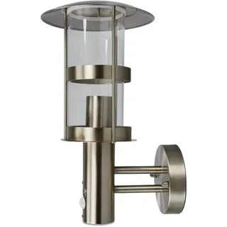 Lindby Edelstahl Wandlampe aussen mit Bewegungsmelder, IP44 Wandleuchte silber Außenbeleuchtung Wand Hof Garten Terrasse Balkon Aussenleuchte