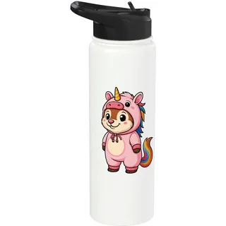 Kawaii Frettchen im Einhorn Kostüm für Mädchen Kinder Einhorn Stainless Steel Insulated Water Bottle
