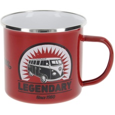Bild von VW Collection - Volkswagen Große Emaille Kaffee-Tee-Tasse-Becher-Haferl für Camping & Outdoor T1 Bus (500 ml/Legendary/Rot)