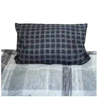 COFI 1453 Wendebettwäsche Karierte Schwarz/Grau/Weiß 155 x 220 cm + 80 x 80 cm