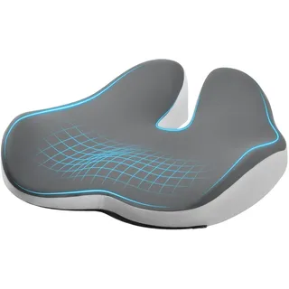 Alyvisun Sitzkissen Bürostuhl, Memory-Schaum-Steißbeinkissen mit W-förmiger ergonomischer Unterstützung, atmungsaktiver kühlender Stoff, rutschfeste Basis für Schreibtisch, Auto und Zuhause