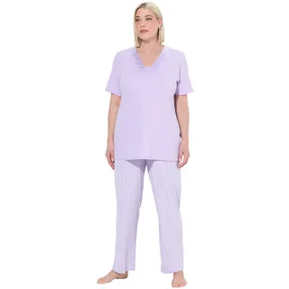 Ulla Popken Damen große Größen Übergrößen Plus Size Pyjama, Satin Detail, Morning Rise