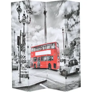 Raumteiler klappbar 160 x 170 cm London Bus Schwarz-Weiß - Schwarz, Weiß
