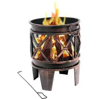 BBQ-Toro Feuerkorb "Plum" Ø 42 cm inkl. Schürhaken, in Antik-Rost-Optik, für Garten und Terrasse