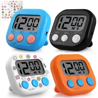 4 StüCk KüChentimer Digital,GeeRic Eieruhr Digital,Magnetisch Stoppuhr Timer, Geeignet Zum Kochen, Backen, Sport, Lernen