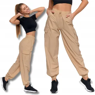 Damen Highwaist Bootcut Hose Locker Fallschirm Bequem Modisch MORAJ XL - Beige