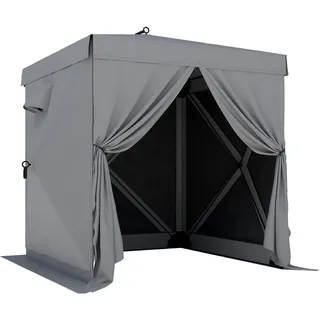 Outsunny Pop-Up-Pavillon aus Oxfordstoff & Fiberglas Dunkelgrau , Textil , 185x205x185 cm , Sonnenschutz, Pavillons