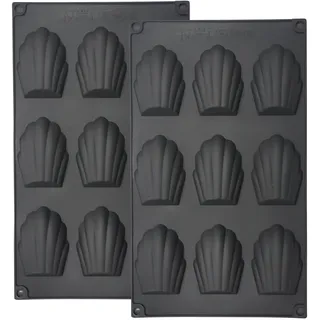YXHZVON 2 Stücke Madeleine Backformen, 9 Hohlräume Silikon Madeleines Backformen, Madeleena-Form für Kuchen Schokolade Süßigkeiten Kekse (Schwarz)