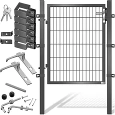 KESSER® Gartentor Premium Gartentür aus Metall verzinktem Stahl, Gartentür für Stabmattenzau Zauntor, Hoftor, inkl. Pfosten mit Schloss Türklinke und Schlüssel, 120 x 106cm Anthrazit