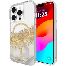 Case-Mate Karat Marble Mag-Safe Schutzhülle kompatibel mit Apple iPhone 15 Pro Hülle Gold (Stoßfest, Echtes 24 Karat Blattgold, 3 m Fallschutz, Recyceltes Material) - Marmor/Transparent