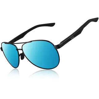 CGID Sonnenbrille Herren Pilotenbrille Polarisiert Al-Mg Metallrahmen Fliegerbrille UV400 Schutz CAT3 CE Fahren Angeln mit Lederetui