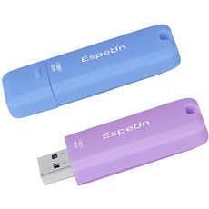 Espeon 2 Stück, 64 GB, USB 3.1, USB-Stick, Gummischalenschutz, Farbe: Macaroon - Hellblau, Hellviolett