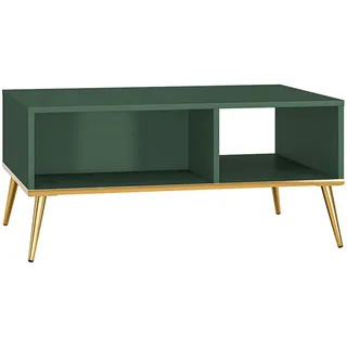 Feldmann-Wohnen Couchtisch Forest dunkelgrün / gold 90 / 60 / 42cm , Grün , Holz , Rechteckig,Rechteckig , 90x42x60 cm , Wohnzimmer, Wohnzimmertische, Couchtische