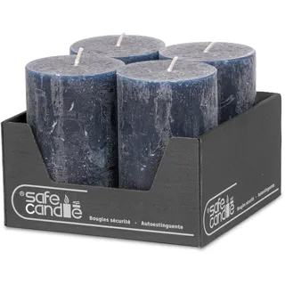 DecoLite Stumpenkerzen Rustic 4er Set 110x70 mm | Selbstverlöschend Safe Candle | Durchgefärbt RAL-zertifiziert | Brenndauer ca. 51h | Made in Germany | Rustik Deko Kerzen von DecoLite (nachtblau)