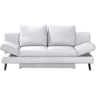 Novel Schlafsofa , Weiß , Metall , Echtleder , Rindleder , Uni , 200x85x90 cm , Lederauswahl, Schlafen auf Sitzhöhe , Wohnzimmer, Sofas & Couches, Schlafsofas, Sonstige Schlafsofas