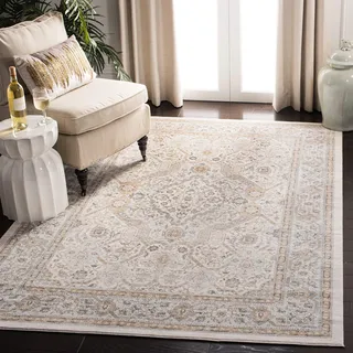 SAFAVIEH Traditionell Teppich für Wohnzimmer, Esszimmer, Schlafzimmer - Isabella Collection, Kurzer Flor, Creme und Beige, 91 X 152 cm