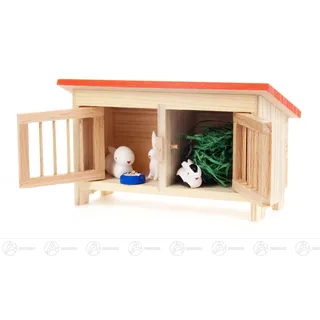 Miniatur Kleiner Hasenstall mit Hasen (5) ca 8 cm NEU Erzgebirge Weihnachtsfigur