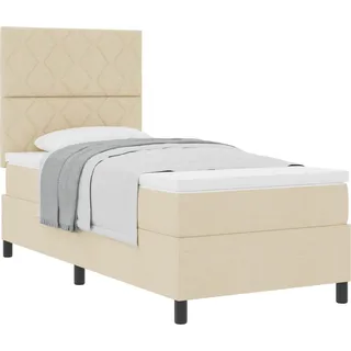 Boxspringbett mit Matratze Creme 100 x 200 cm Stoff - Creme