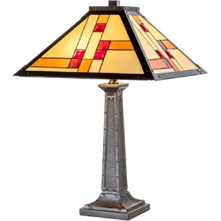 Casa Padrino Luxus Tiffany Tischleuchte Schwarz / Mehrfarbig 40 x 40 x H. 60 cm - Handgefertigt aus 64 Teilen