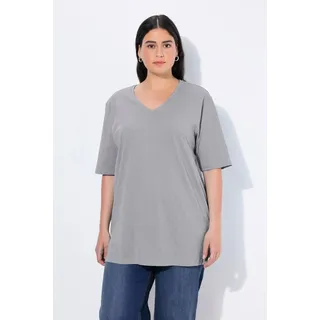 Ulla Popken Damen Basic-v-shirt T-Shirts, Hellgrau Mélange, 54-56 EU