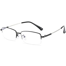 Fullwosing Blaulichtfilter Brille Kurzsichtig -0.50 bis -6.00 Dioptrien Halbrand Metall Fernbrille Damen Herren(-1.00,Schwarz)