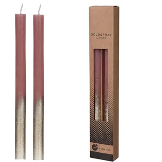 Konische Kerzen mit metallischem Gold Glitter, 2er Set Glitzer Dekokerzen, Geburtstag, Weihnachten, Jahrestag (Rosa)