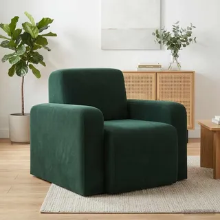 vidaXL Relaxsessel Samt 69 x 69 x 47,5 cm Dunkelgrün mit Rollen