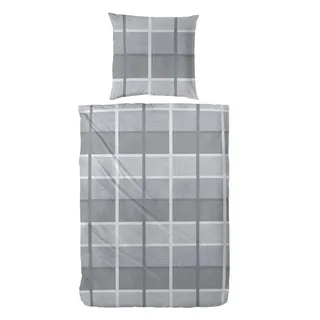Primera Bettwäsche Biber-Bettwäsche Ruutu, Biber, 2 teilig, mit einem klassischen Karo grau