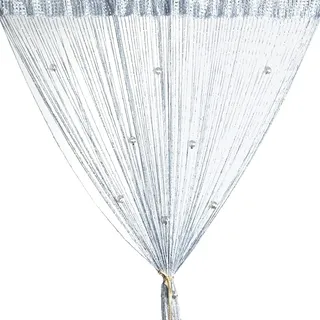 Vidillo Perlenvorhang, Fadenvorhang Glitzer Weiss 100 x 200 cm Wandvorhang Schaufensterdekoration, Raumteiler Fliegenschutz für Hochzeit, Café, Restaurant (Perle-Grau), door string curtain