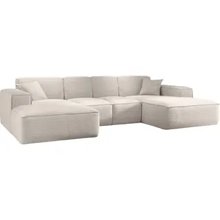 kaiser möbel Ecksofa, Eckcouch U form, Wohnzimmer Couch Large 342cm SIENA stoff Poso Beige - Couches, Wohnlandschaften, Ecksofas