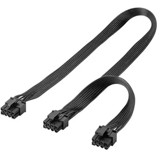 goobay 59714 Netzteil Kabel 8 Pin Buchse auf Dual 6+2 Stecker für PCIe/Stromkabel zum Anschluss duale 6 Pin und 8 Pin Grafikkarten/PCI Express Grafikkarten/Schwarz / 1x 23cm 1x 63cm