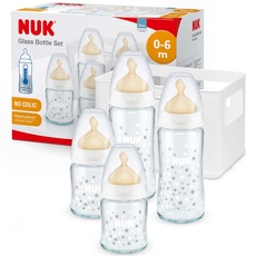 Bild von First Choice+ Babyflaschen Starter Set aus Glas und Latex | 0–6 Monate | 4 Flaschen mit Temperature Control & Flaschenbox | Anti-Colic Air System | BPA-frei | 5-teilig
