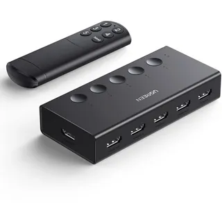 UGREEN HDMI Switch 5 in 1 Out HDMI Splitter mit Fernbedienung | 3D/CEC/HDR/HDCP 2.2; Kompatibel mit Switch PS5/4/3 Xbox Blu Ray Player