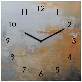 levandeo Wanduhr Metall 20x20cm Schwarz Gold Abstraktes Design Metalluhr Moderne Wanddeko Wandkunst Deko