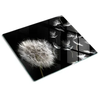 Tulup Glasplatte 60x52 cm Löwenzahn , Schwarz , Glas , 60x0.4x52 cm , Küchen, Küchenelektrogeräte, Herde, Herdabdeckplatten