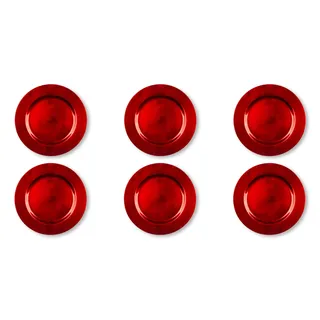 Excelsa Platzdeckchen Set 6 Platzteller, rot, PP-Kunststoff, wiederverwendbar, Durchmesser 33 cm.