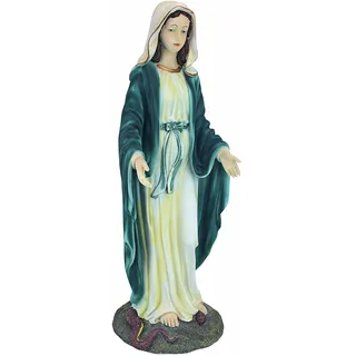 Design Toscano Jungfrau Maria, die Gottesmutter der Unbefleckten Empfängnis Religiöse Gartenstatue, Polyresin, Vollfarbe, 58,5 cm