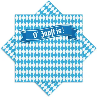Cadimus 40 Stück Servietten Bayrisch, Bayerische Servietten Blau Weiß, Tischdeko Bayrisch, Papierservietten für Party, Bayrische Deko, 33 x 33cm