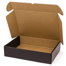 ONLY BOXES, Schwarze Kartonschachteln für den Postversand, selbstaufbauend, ideal für Geschenke, robuste Kartonbox, Maße: 20 Stück (42 x 32 x 10 cm)