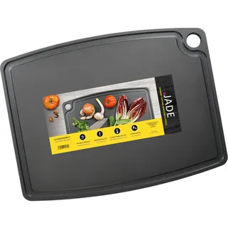 JADE Schneidebrett Gourmet Professional mit Aufhängeöse & Saftrille (44 x 32,5 cm) - Zellulose-Laminat, schwarz - beidseitig verwendbar - spülmaschinenfest, messerschonend, robust, hitzebeständig