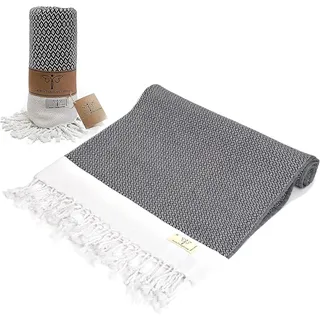 Smyrna Turkish Cotton Original Series Strandtuch,180.3x94 cm 100% Baumwolle,Extra großes tragbares türkisches Badetuch,Hergestellt in der Türkei,Kein Einlaufen,Premium Luxus Streifen Leinen,Schwarz