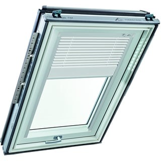 Original Roto Jalousette ZJA für Roto Dachfenster Führungsschiene Silber Aluminium Jalousie für Roto Dachfenster der Baureihe Designo R6/R8, i8 und Classic K 64/84 mit Größe 134/098 13/09 Farbe Weiß