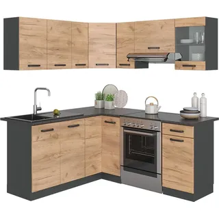 Vicco Winkelküche L-Form 187 x 167 cm Anthrazit/Goldkraft Eiche