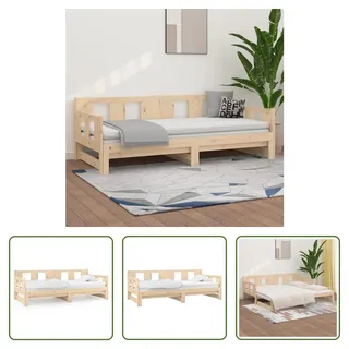The Living Store Tagesbett Ausziehbar Massivholz Kiefer 2x(80x200) cm - Braun