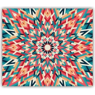 Tulup Glas Herdabdeckplatte Ceranfeldabdeckung Spritzschutz Glasabdeckplatte Kochplattenabdeckung und Schneidebrett - Einteilig - 60x52 cm Kaleidoskop