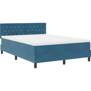 vidaXL LED Boxspringbett mit Kopfteil Dunkelblau 140 x 190 cm Samt - Blau